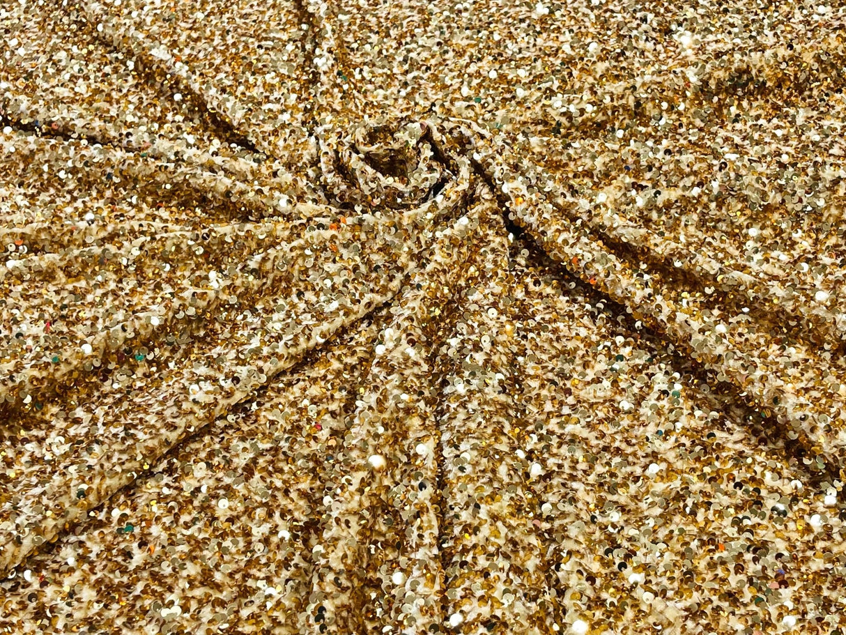 All-Over 5Mm Shiny Sequins Stretch Velvet Fabric - Sequins On Velvet, 54" Width (1 Yard)