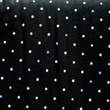 Nylon Lycra Swim Knit Blue and White Pin Dots on Black