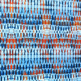 Swim Knit Nylon Spandex Abstract Lines Blue and Orange