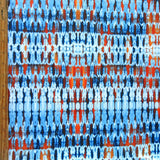 Swim Knit Nylon Spandex Abstract Lines Blue and Orange