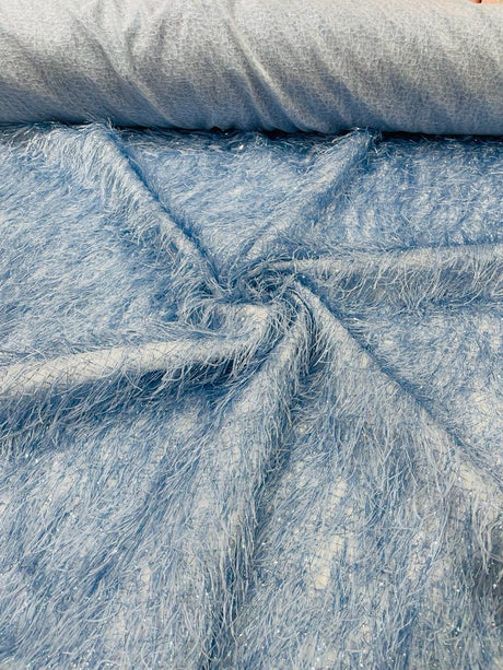 Shaggy Jacquard Faux Ostrich Eye Lash Faux Fur Fabric - 54" Wide, Multi Color (1 Yard)