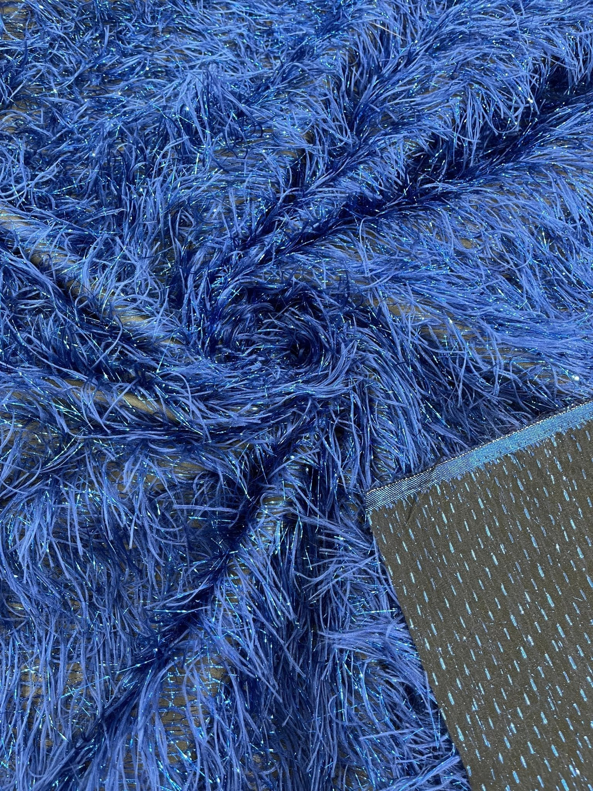 Shaggy Jacquard Faux Ostrich Eye Lash Faux Fur Fabric - 54" Wide, Multi Color (1 Yard)
