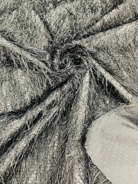 Shaggy Jacquard Faux Ostrich Eye Lash Faux Fur Fabric - 54" Wide, Multi Color (1 Yard)