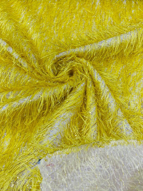 Shaggy Jacquard Faux Ostrich Eye Lash Faux Fur Fabric - 54" Wide, Multi Color (1 Yard)