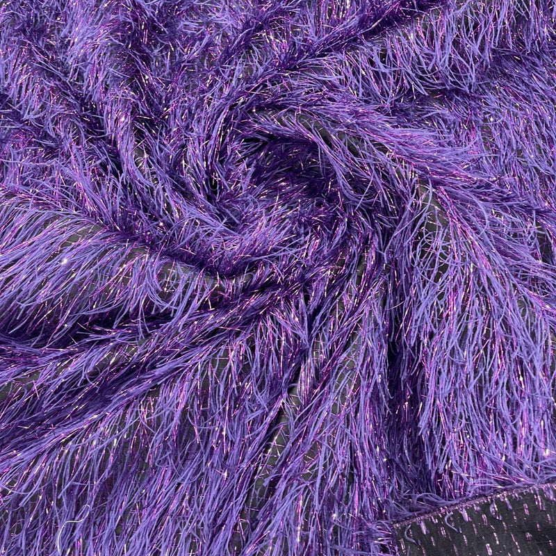 Shaggy Jacquard Faux Ostrich Eye Lash Faux Fur Fabric - 54" Wide, Multi Color (1 Yard)