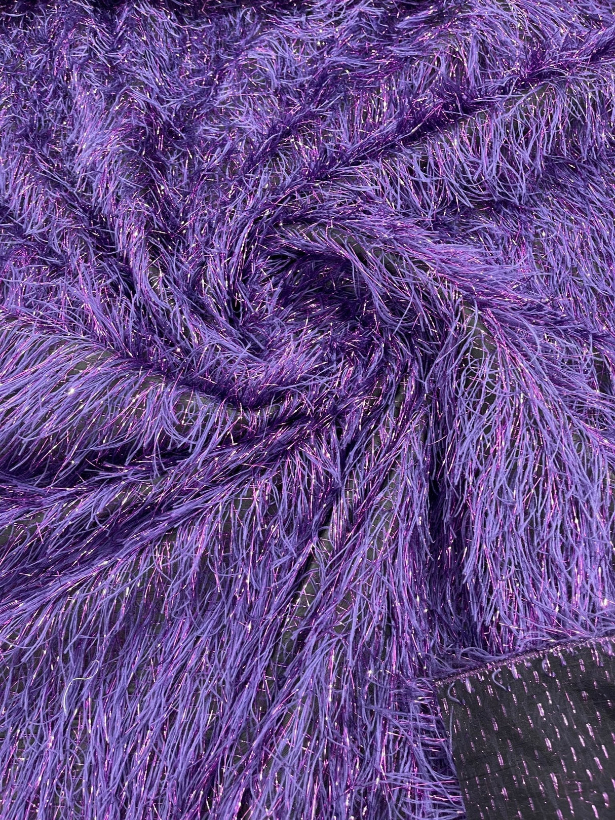 Shaggy Jacquard Faux Ostrich Eye Lash Faux Fur Fabric - 54" Wide, Multi Color (1 Yard)