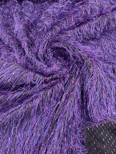 Shaggy Jacquard Faux Ostrich Eye Lash Faux Fur Fabric - 54" Wide, Multi Color (1 Yard)