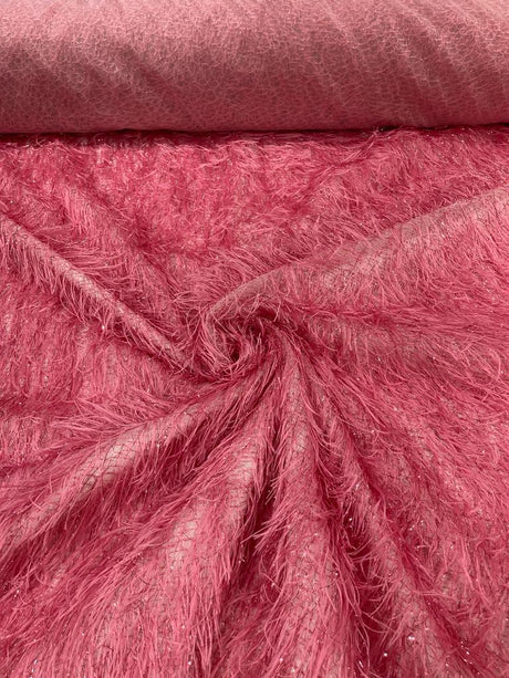 Shaggy Jacquard Faux Ostrich Eye Lash Faux Fur Fabric - 54" Wide, Multi Color (1 Yard)