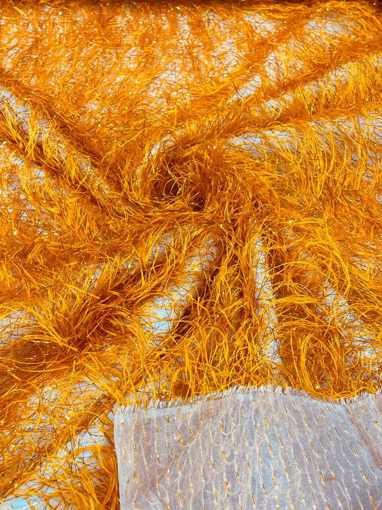 Shaggy Jacquard Faux Ostrich Eye Lash Faux Fur Fabric - 54" Wide, Multi Color (1 Yard)