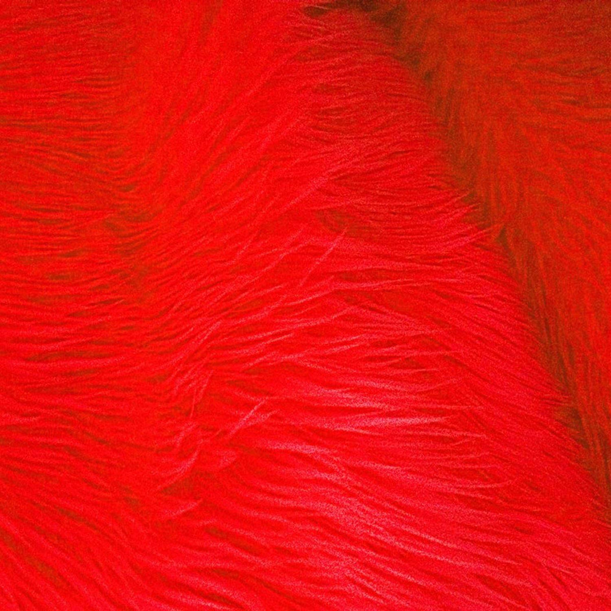 Fire Red Faux Fake Fur Long Pile Shaggy Fabric,