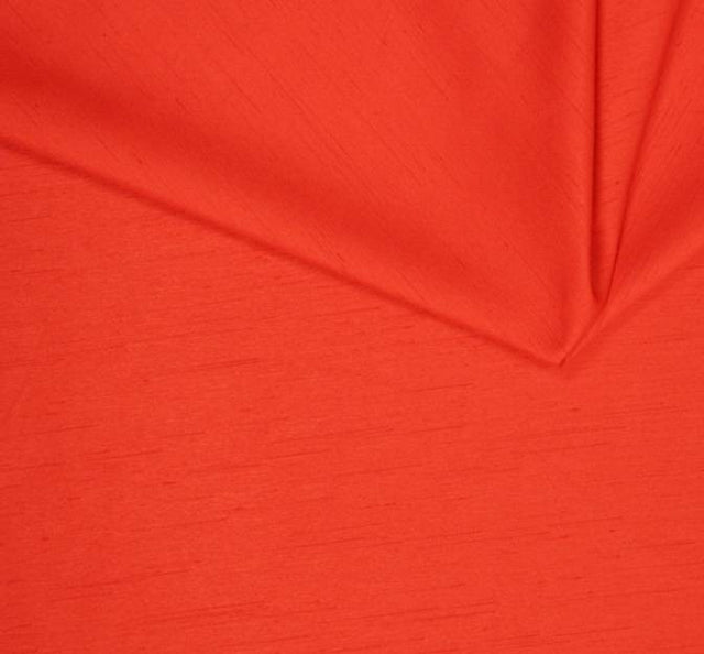 Shantung Slub Solid Orange Polyester Fabric - Orange, Slub Texture, 58/60" Width (1 Yard)