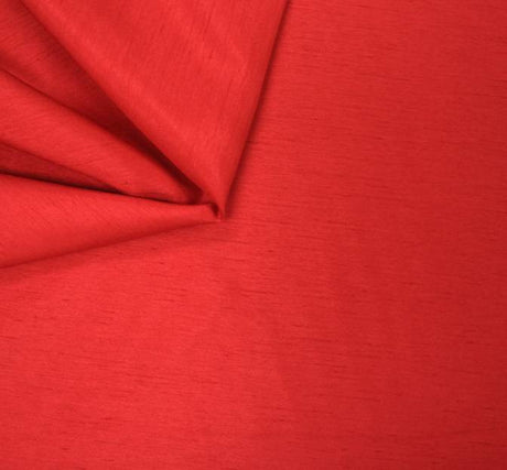 Shantung Slub Solid Red Polyester Fabric - Red Solid, 58/60" Width (1 Yard)