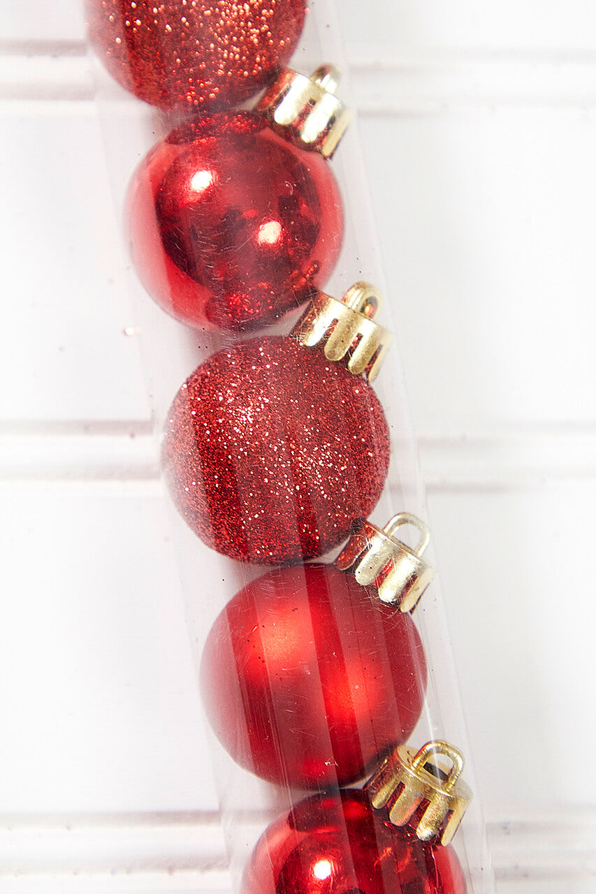 14pc Shatterproof Ornament Tube - Christmas Red