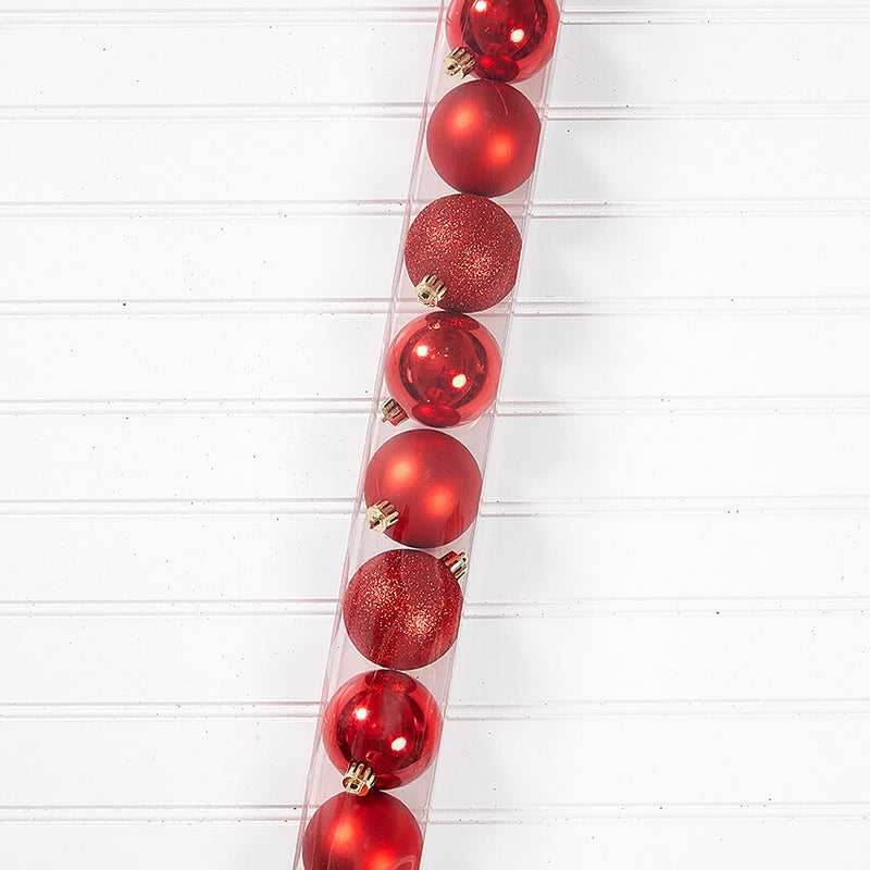 10pc Shatterproof Ornament Box - Christmas Red