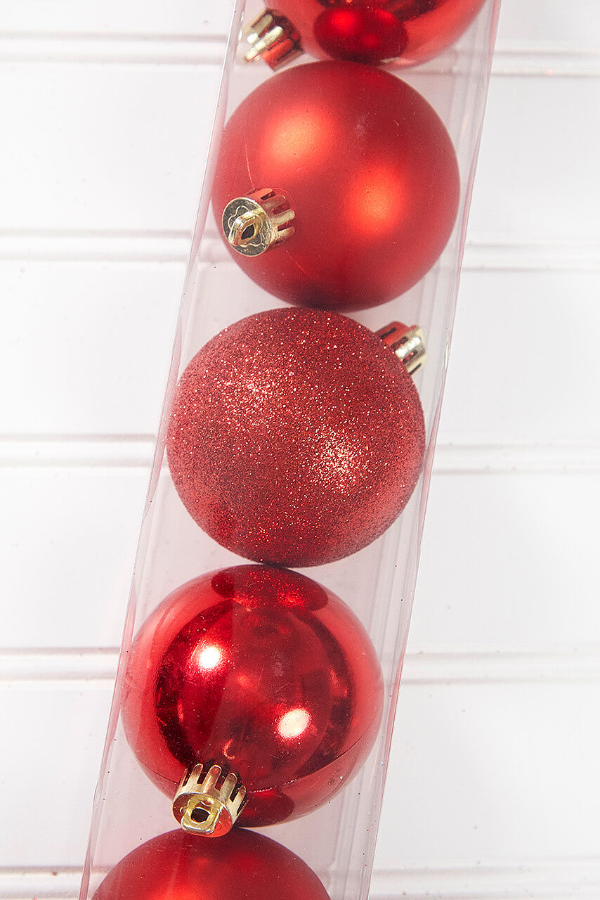 10pc Shatterproof Ornament Box - Christmas Red
