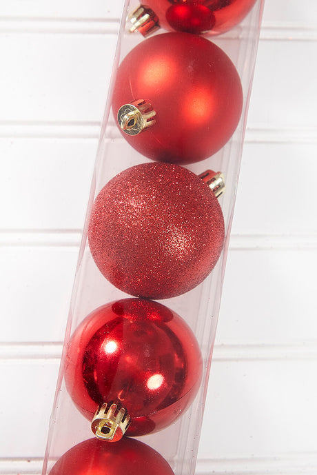 10pc Shatterproof Ornament Box - Christmas Red