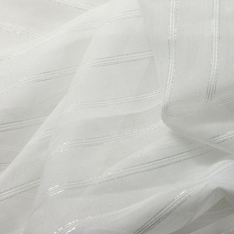 Sheer Drapery Fabric Stripe Embroidered 110" Polyester