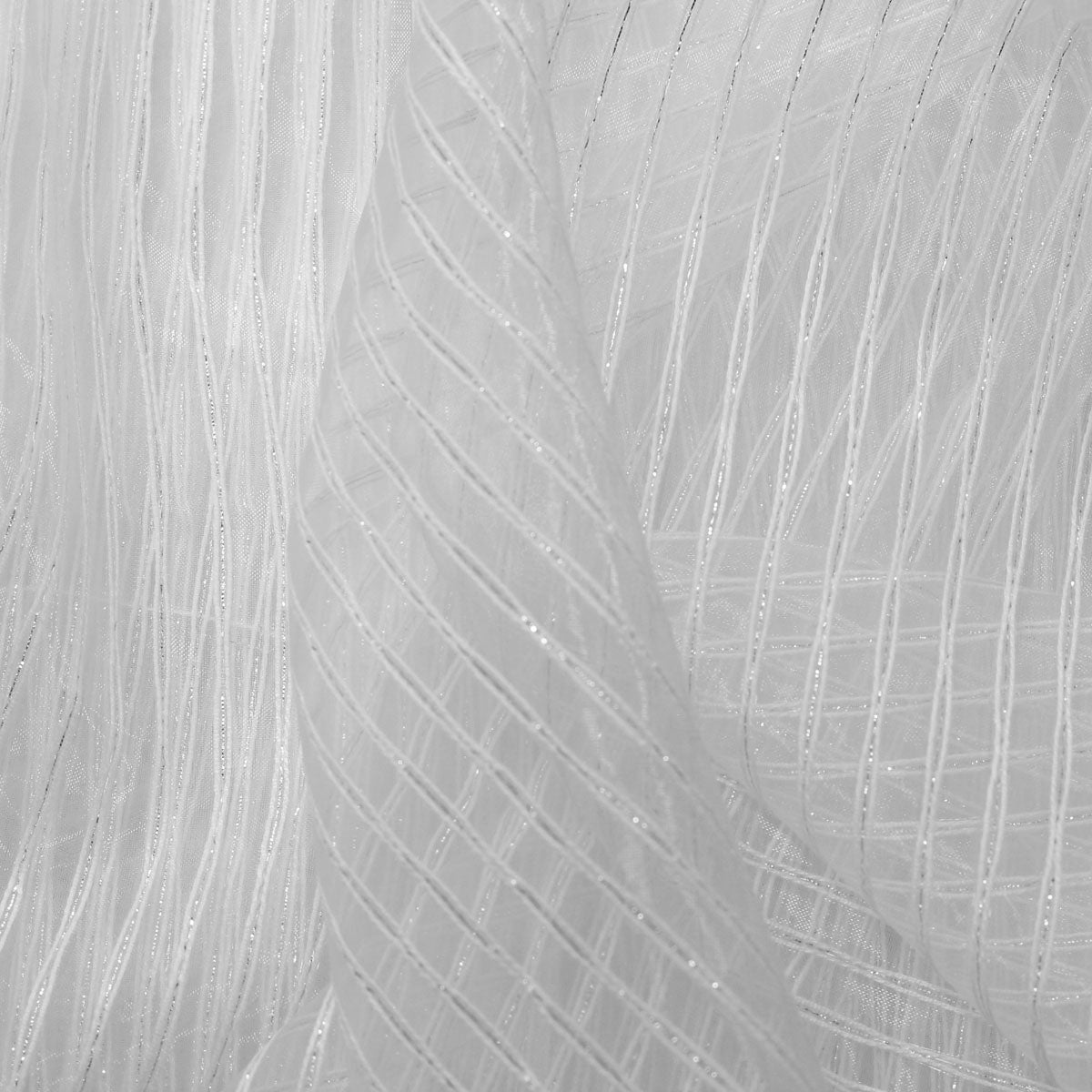 Sheer Drapery Fabric Stripe Embroidered 110" Polyester