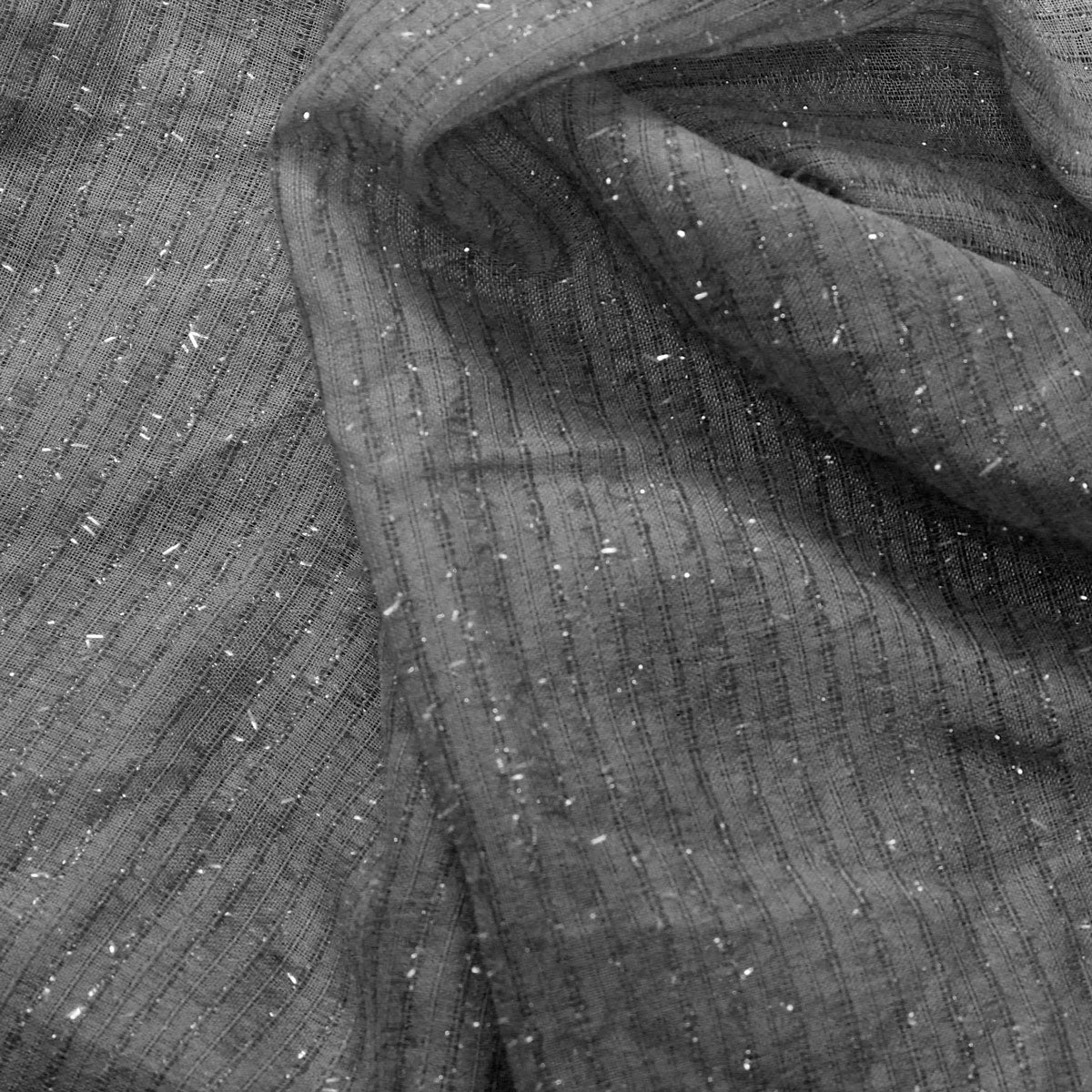 Sheer Polyester Drapery Fabric 110" Gray Ivory White