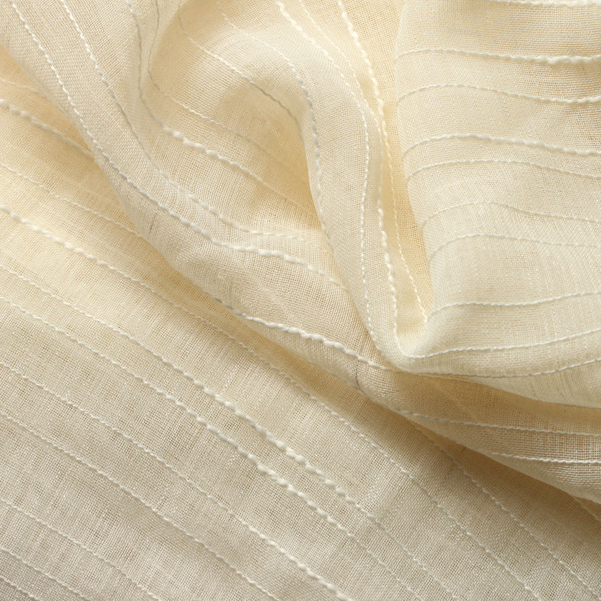 Sheer Drapery Fabric Stripe Embroidered 110" Polyester