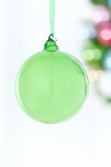 4" Sheer Green Glass Ball Ornament