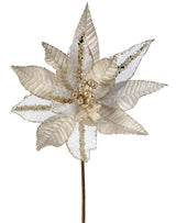 20” x 13" Velvet Sheer Blush Poinsettia Stem