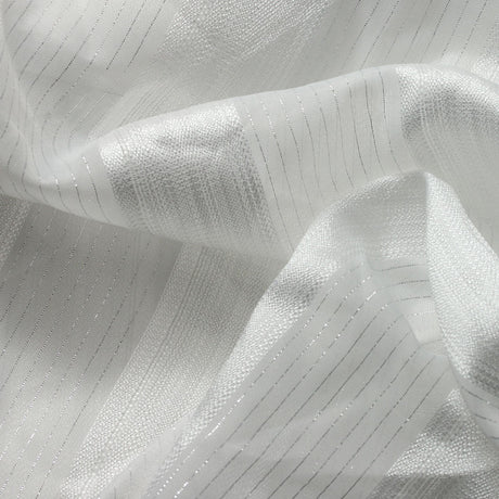 Sheer Drapery Fabric Stripe Embroidered 110" Polyester