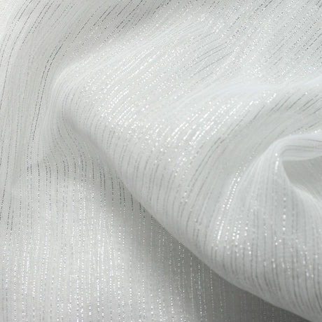 Sheer Drapery Fabric Stripe Embroidered 110" Polyester