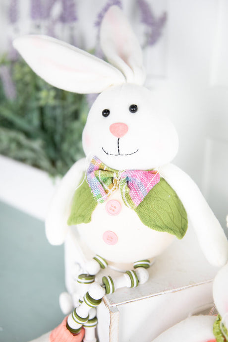 16"Lighted Fabric Easter Bunny Shelf Sitter Battery Operated Spring Décor