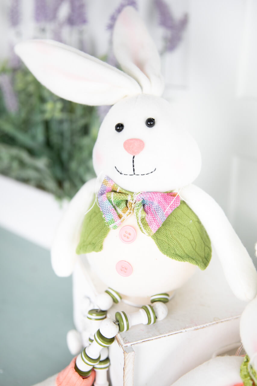 16” B/O Lighted Fabric Easter Bunny Shelf Sitter