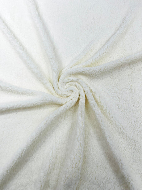 Sherpa Faux Fur Fleece Polyester Fabric - 58" Width, 15% Vertical Stretch, 280 GSM, Abrasion Resistant (1 Yard)