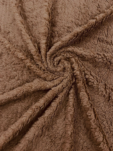 Sherpa Faux Fur Fleece Polyester Fabric - 58" Width, 15% Vertical Stretch, 280 GSM, Abrasion Resistant (1 Yard)