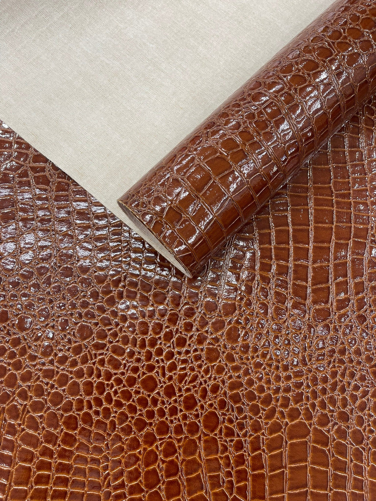 Shiny Alligator 3D Embossed Vinyl Fabric - Textured Alligator Emboss, 54" Width (1 Yard)