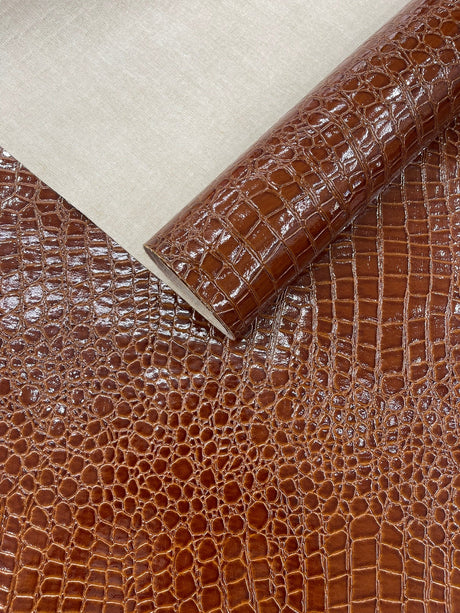 Shiny Alligator 3D Embossed Vinyl Fabric - Textured Alligator Emboss, 54" Width (1 Yard)