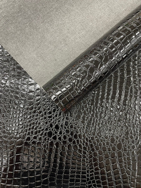 Shiny Alligator 3D Embossed Vinyl Fabric - Textured Alligator Emboss, 54" Width (1 Yard)