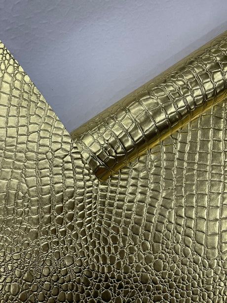 Shiny Alligator 3D Embossed Vinyl Fabric - Textured Alligator Emboss, 54" Width (1 Yard)