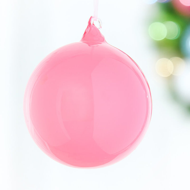 4" Shiny Pink Glass Ball Ornament