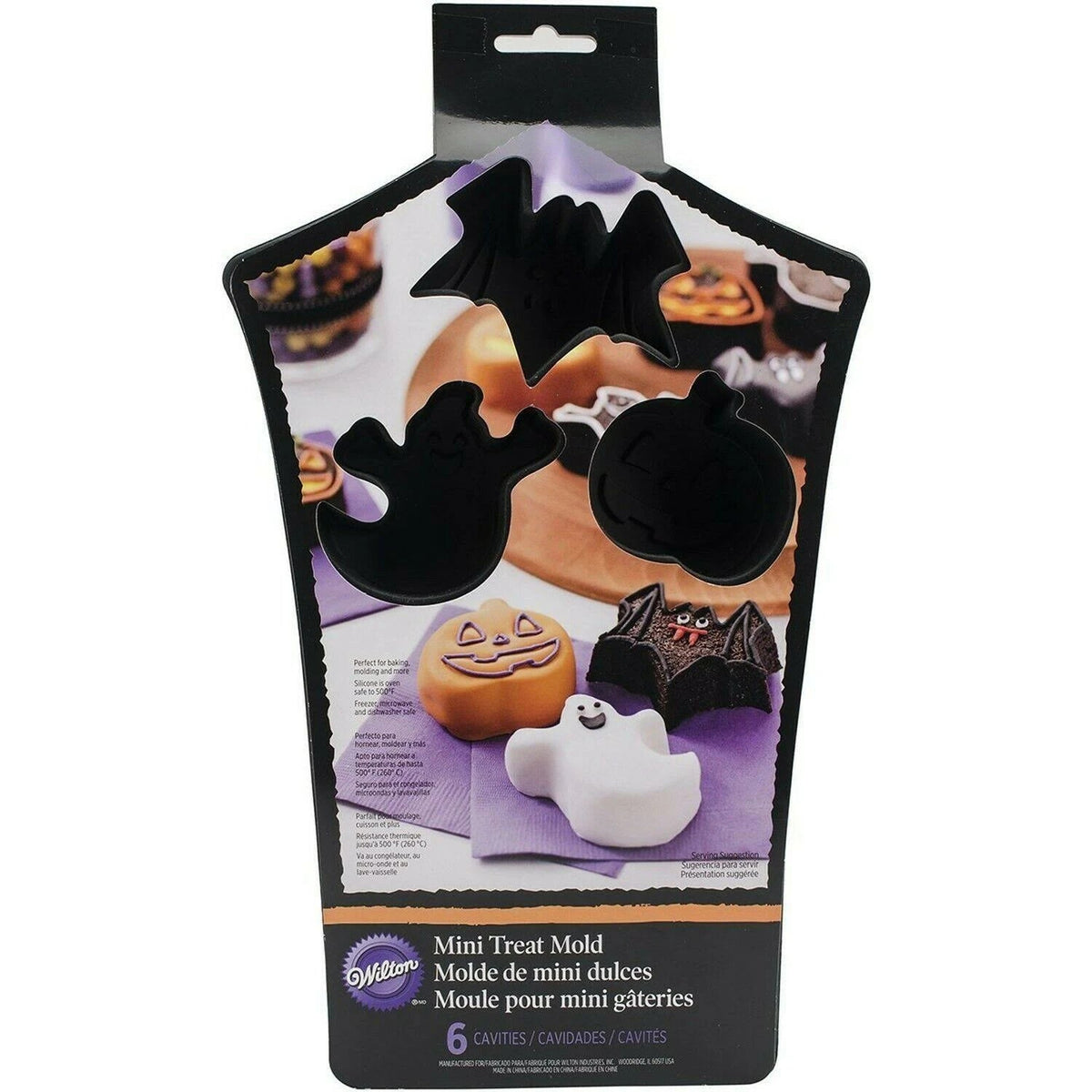 Wilton Bat, Pumpkin and Ghost shaped Silicone Mold, 6-Cavity Baking Mold