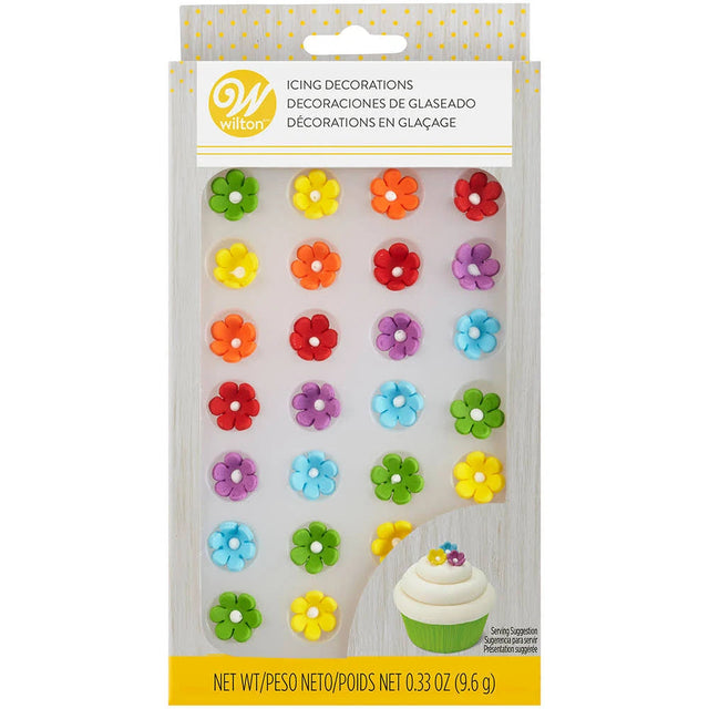 Wilton Royal Mini Rainbow Daisy Icing Decorations - 0.34 oz