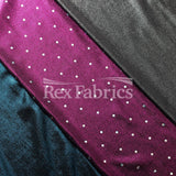 Showtime Solids With Foil Polyester Spandex Fabric - Multiple Colors, Silver Foil Polka Dots, 58-60" Width, 150 GSM (1 Yard)