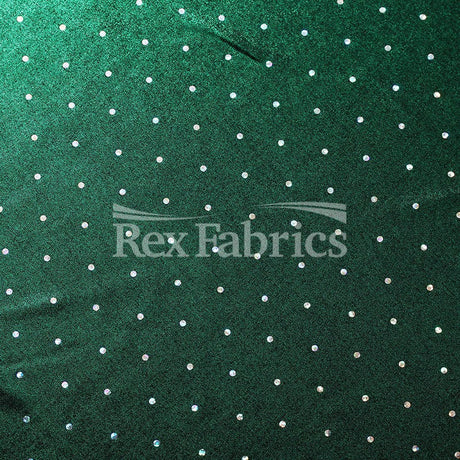 Showtime Solids With Foil Polyester Spandex Fabric - Multiple Colors, Silver Foil Polka Dots, 58-60" Width, 150 GSM (1 Yard)