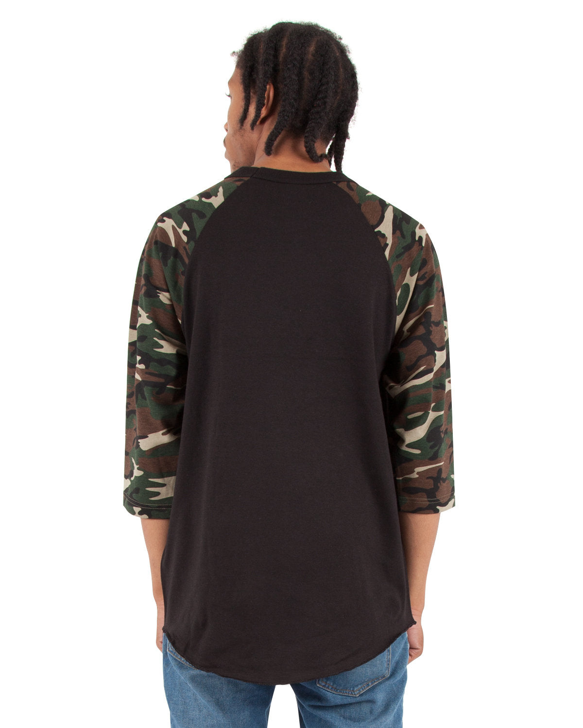 Adult Three-Quarter Sleeve Camo Raglan T-Shirt