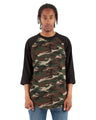 Adult Three-Quarter Sleeve Camo Raglan T-Shirt