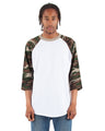 Adult Three-Quarter Sleeve Camo Raglan T-Shirt