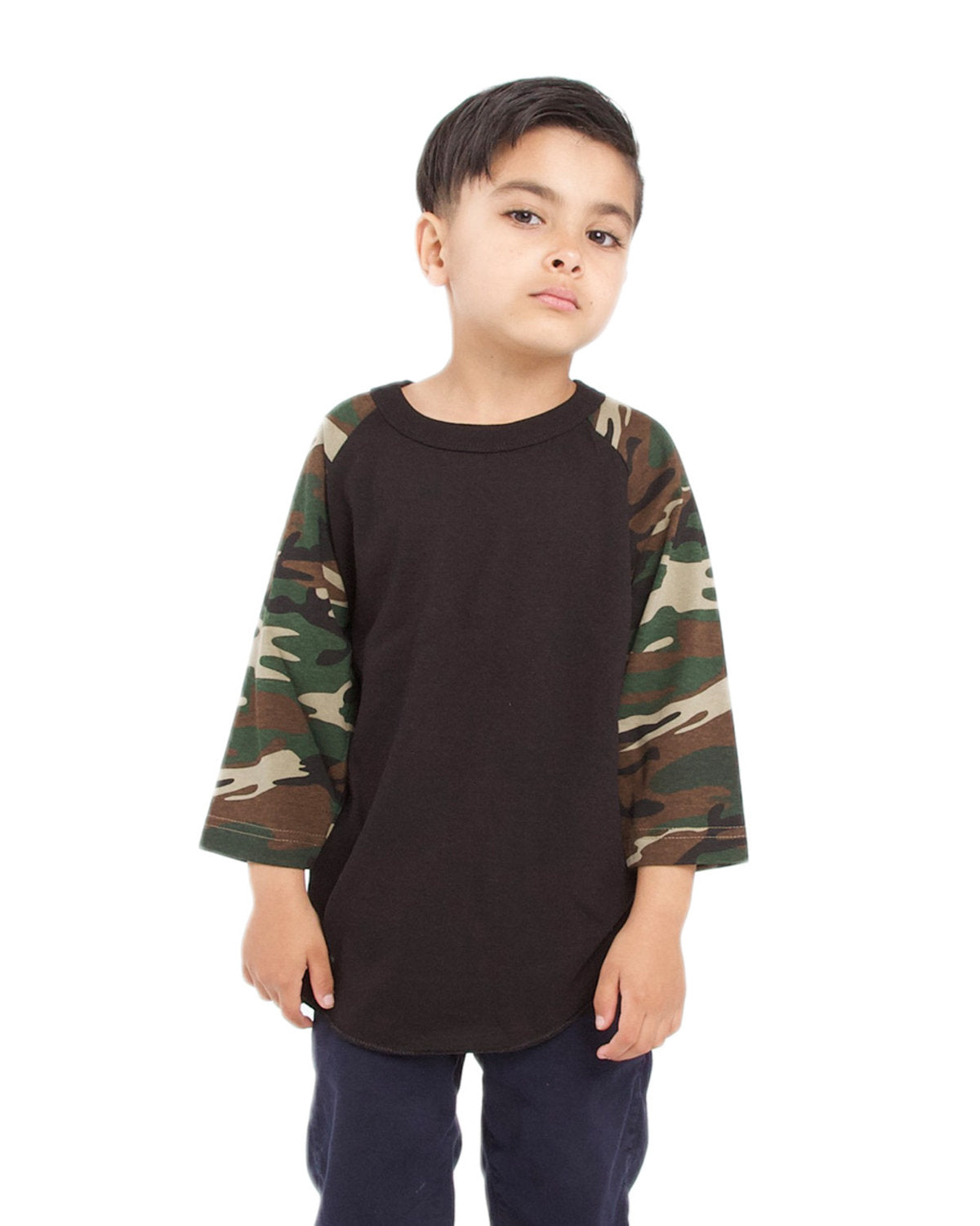 Youth Three-Quarter Sleeve Camo Raglan T-Shirt