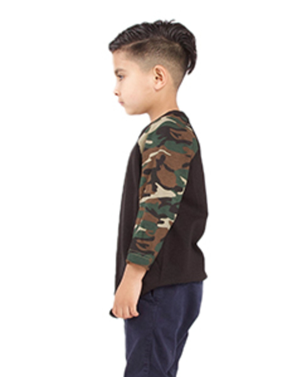 Youth Three-Quarter Sleeve Camo Raglan T-Shirt