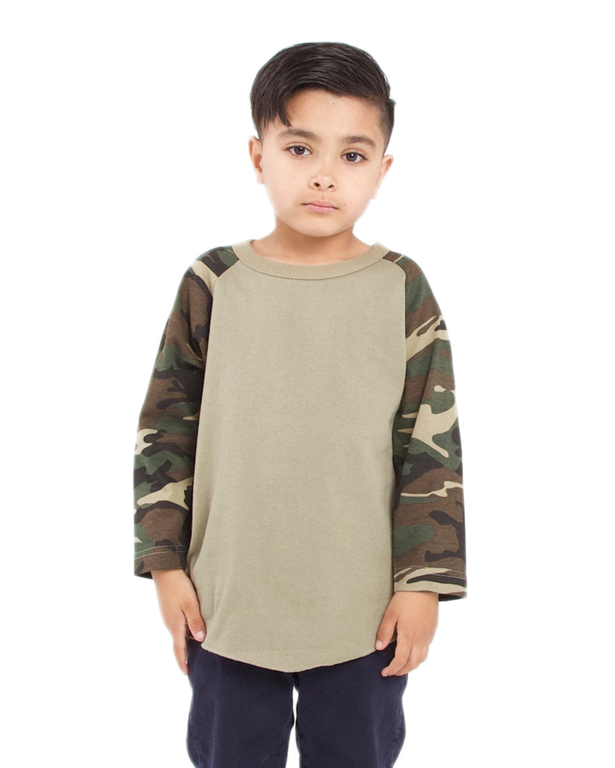 Youth Three-Quarter Sleeve Camo Raglan T-Shirt