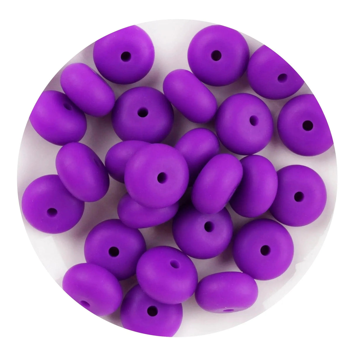 Silicone Bead Abacus Disc - Dark Purple  (5 Beads - 14mm)