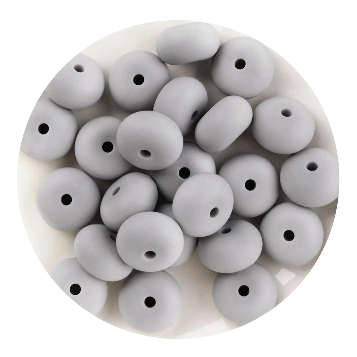 Silicone Bead Abacus Disc - Gray  (5 Beads - 14mm)