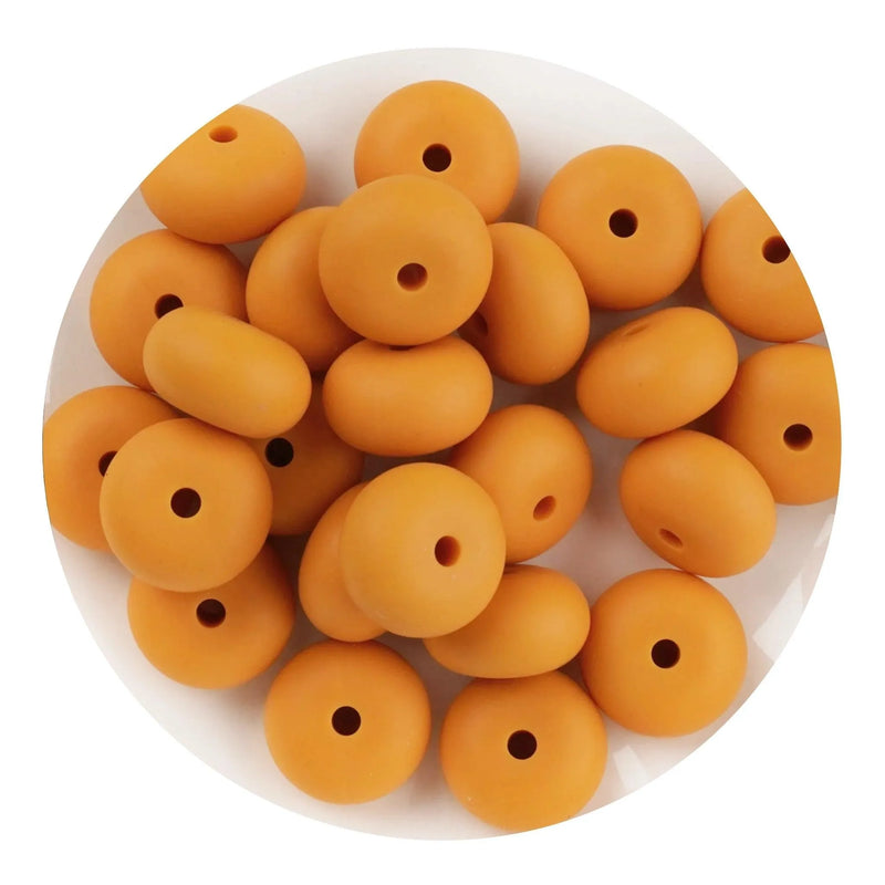 Silicone Bead Abacus Disc - Mango  (5 Beads - 14mm)